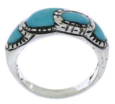 Southwest Sterling Silver And Turquoise Ring Size 4-3/4 JX37377